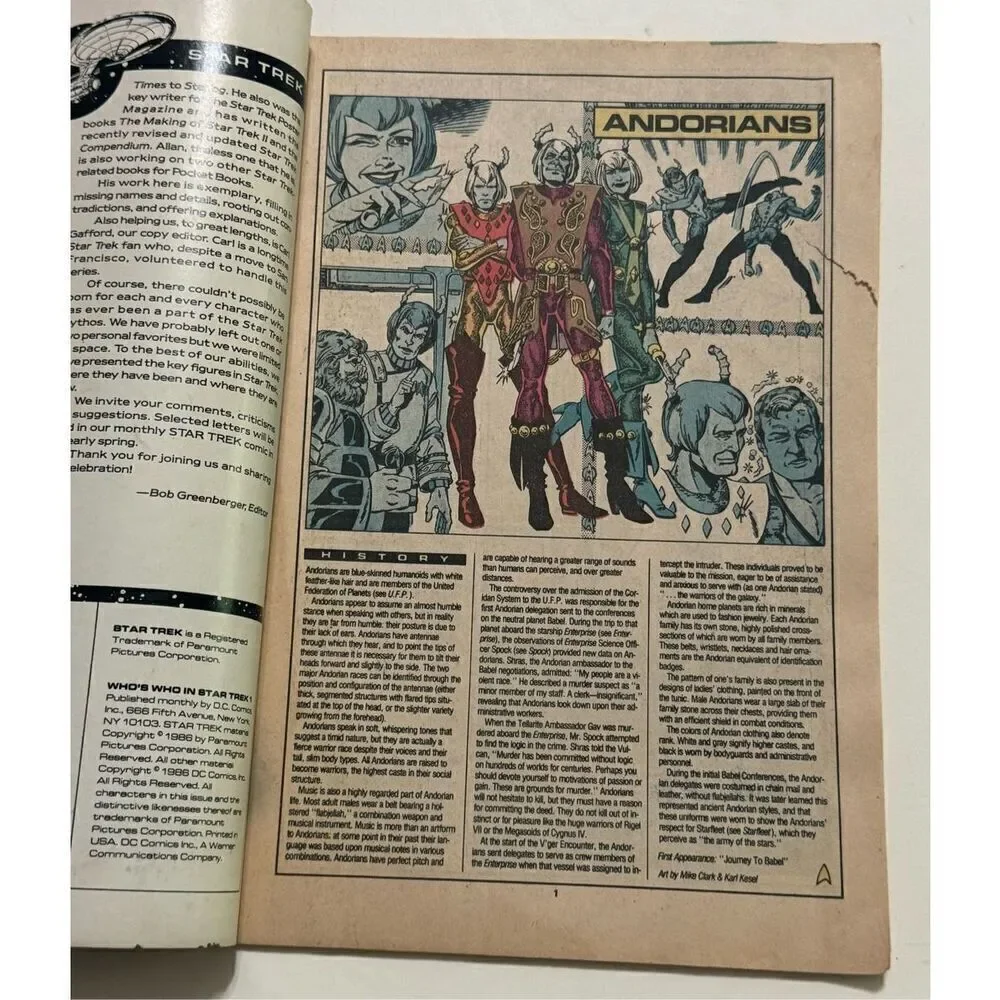 Who’s Who In Star Trek #1-2 COMPLETE SET DC COMICS 1987